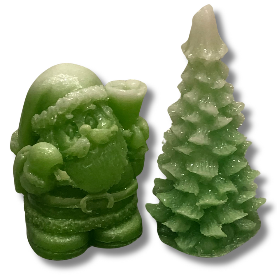 Resin Santa Claus & Christmas Tree Ornaments / Carvings in Illuminous Colours