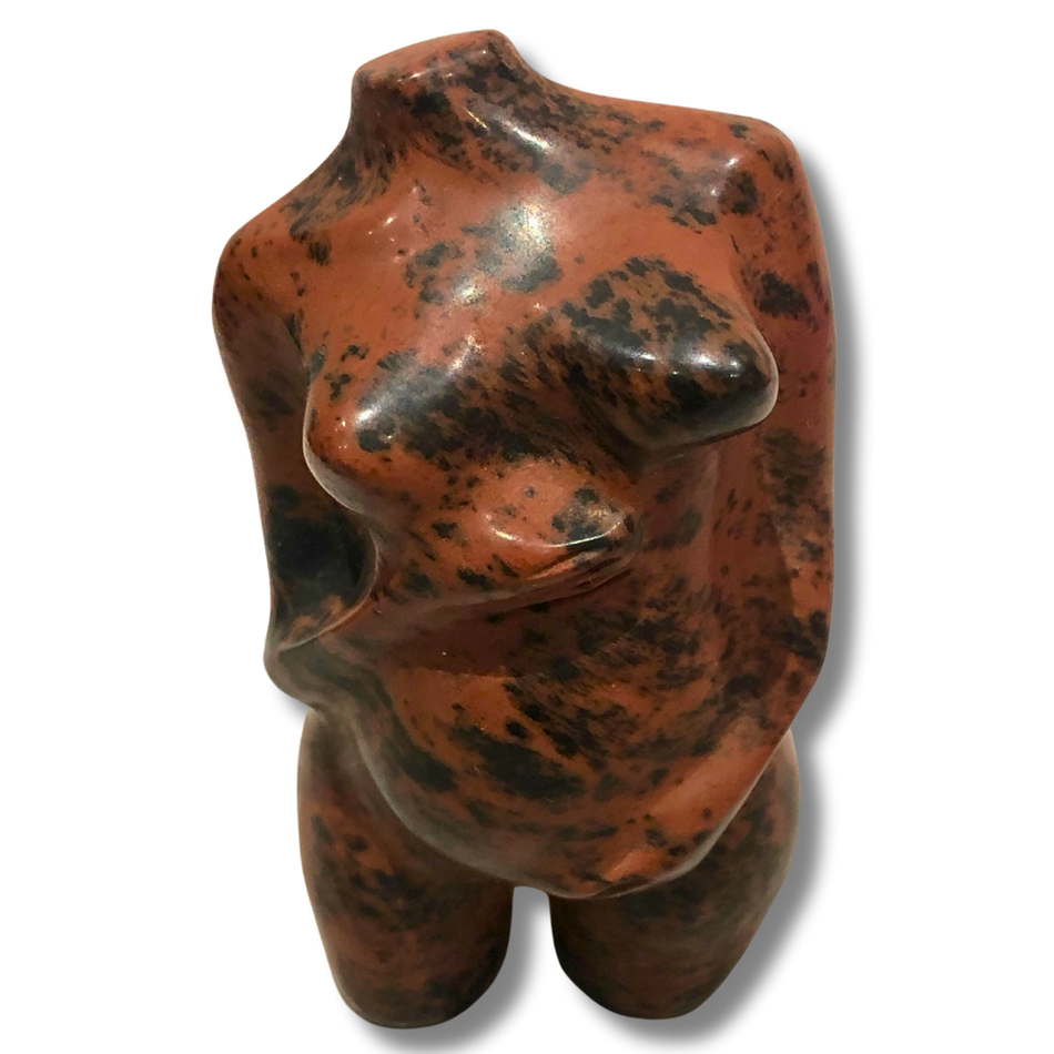 Mahogany Obsidian Female Pregnant Body Carving