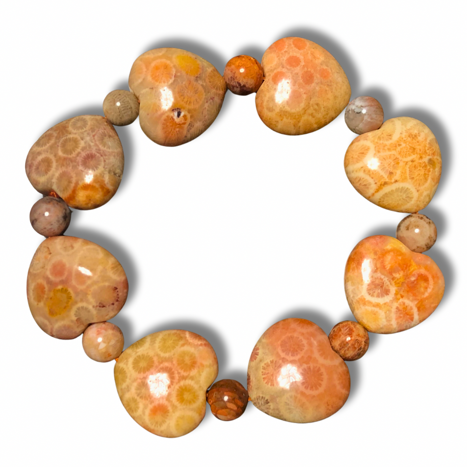 Coral Jasper Heart Bracelet