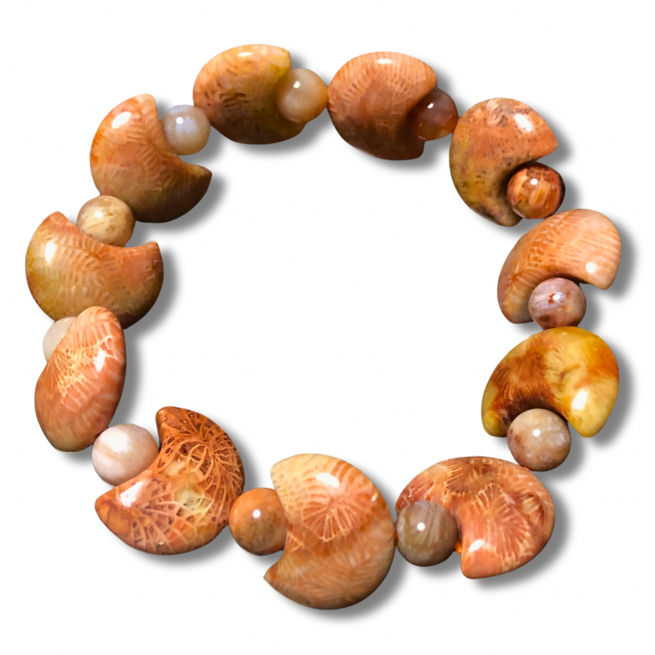 Coral Jasper Moon Bracelet