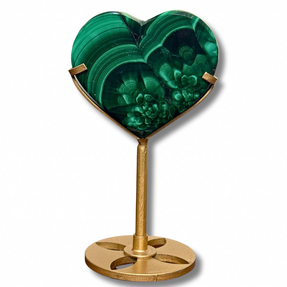 Malachite Crystal Heart + FREE Stand