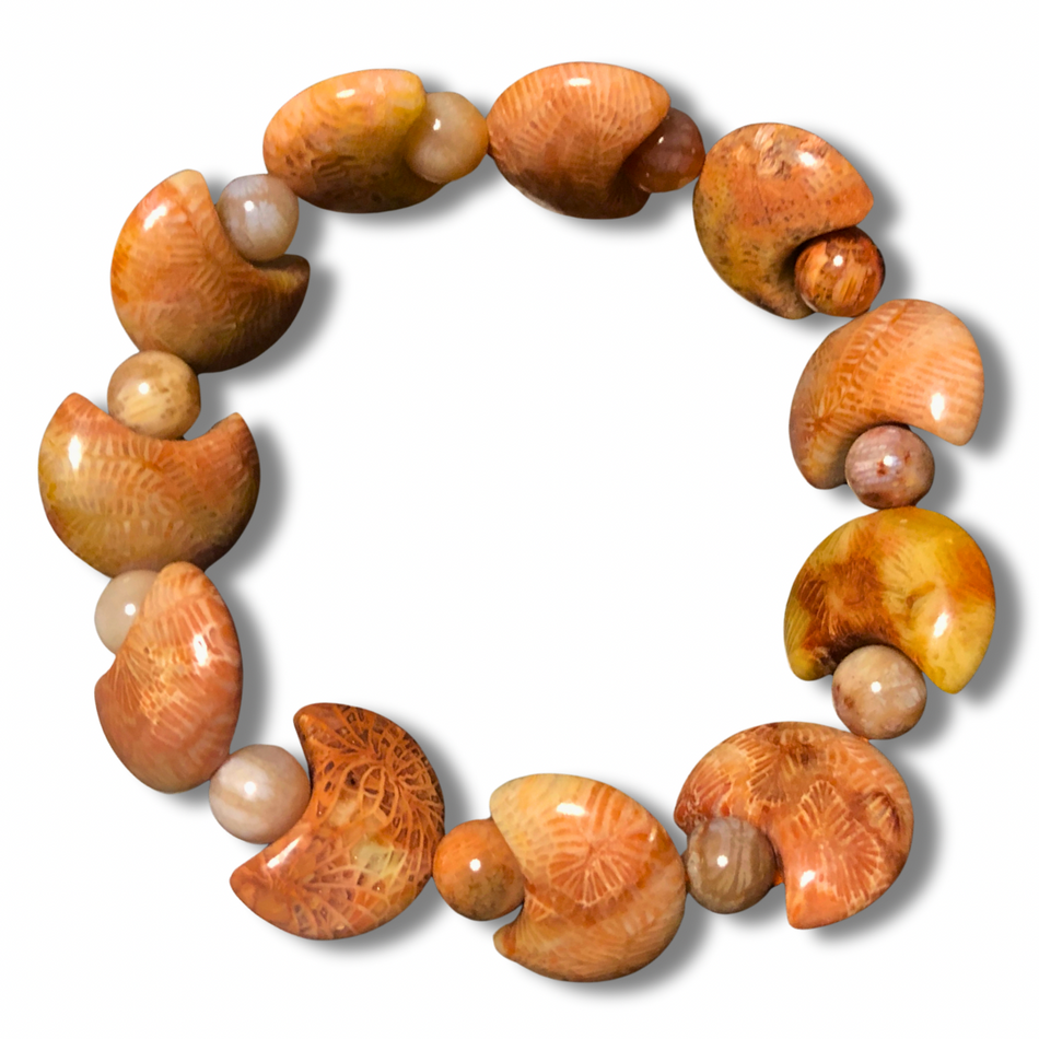 Coral Jasper Moon Bracelet