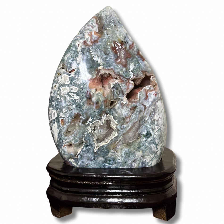 Rare Pink Moss Agate Flame