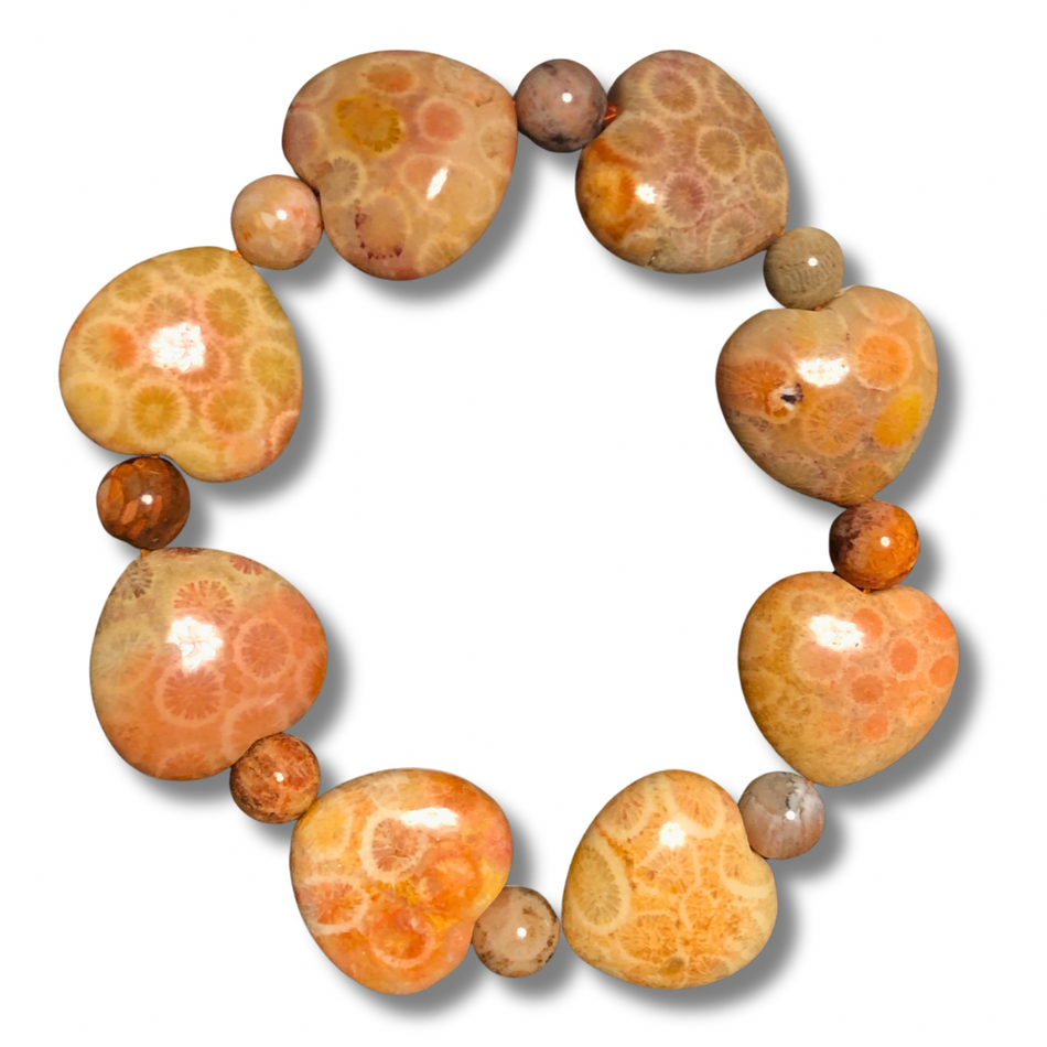 Coral Jasper Heart Bracelet