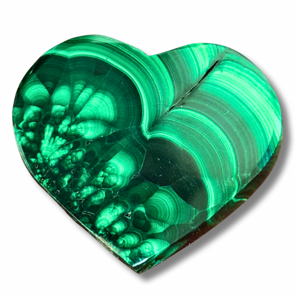 Malachite Crystal Heart + FREE Stand