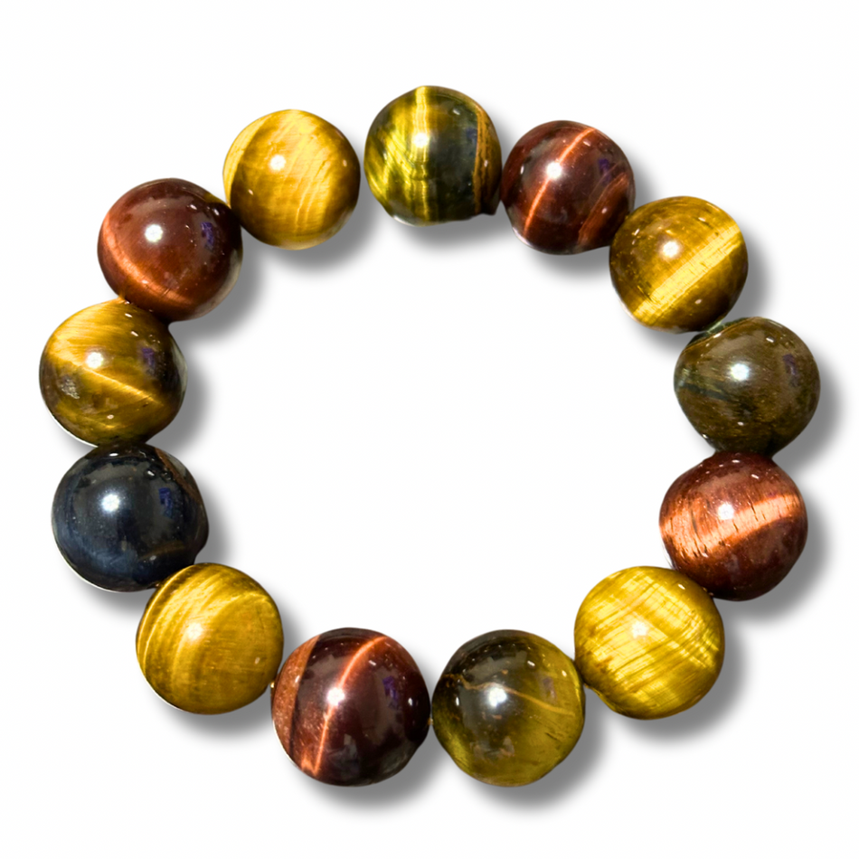 Blue, Red & Yellow Tigers Eye Bracelet