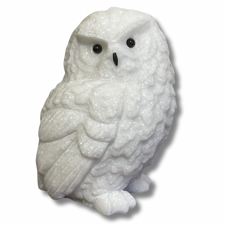 White Jade Owl Crystal Carving