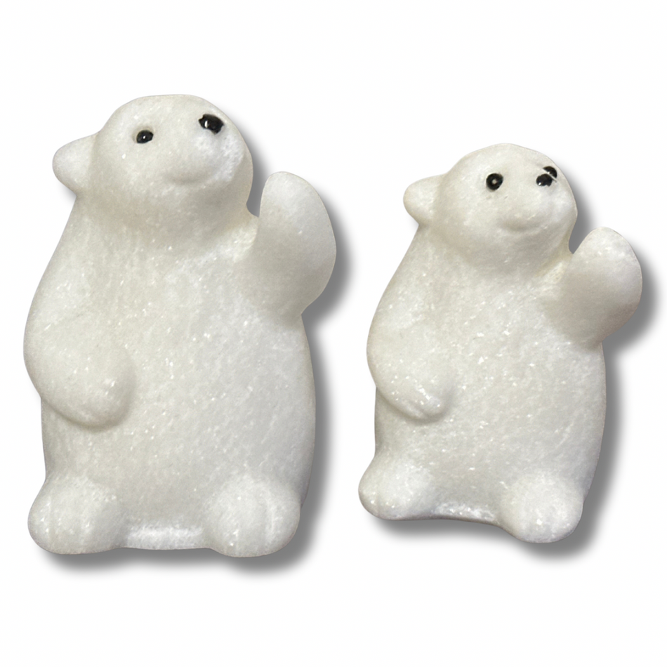 White Jade Crystal Polar Bears - Set of 2