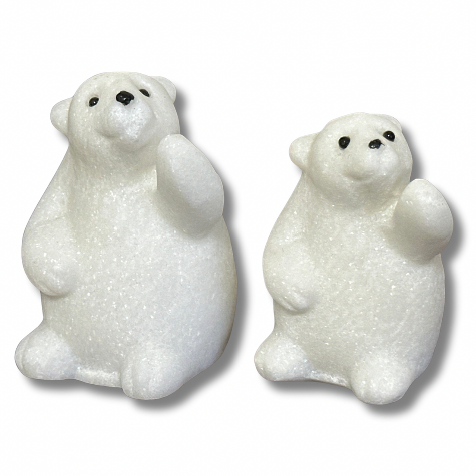 White Jade Crystal Polar Bears - Set of 2