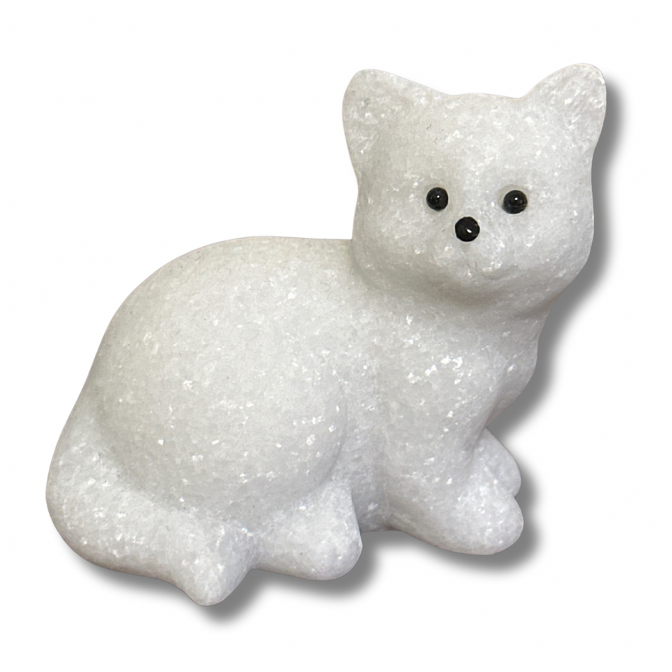 White Jade Crystal Cat Carving