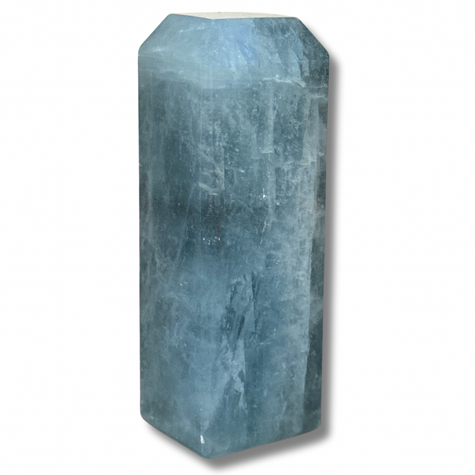 Aquamarine Crystal Tower with Rainbow Inclusions (and natural crack)