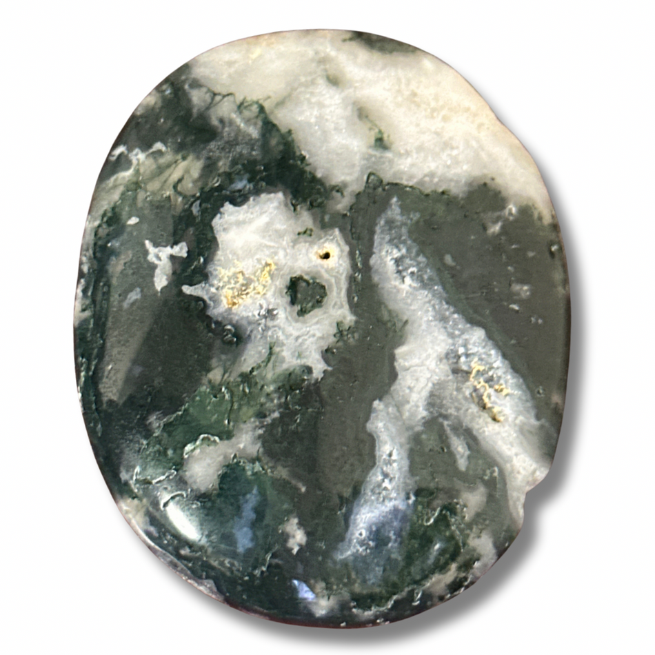 Moss Agate Crystal Palm Stone