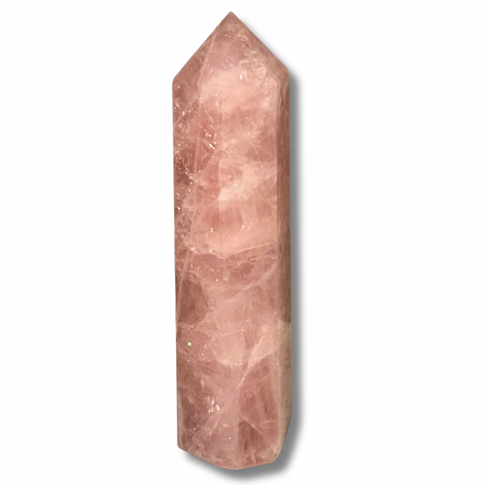 Rose Quartz Crystal Tower with Rainbow Inclusions