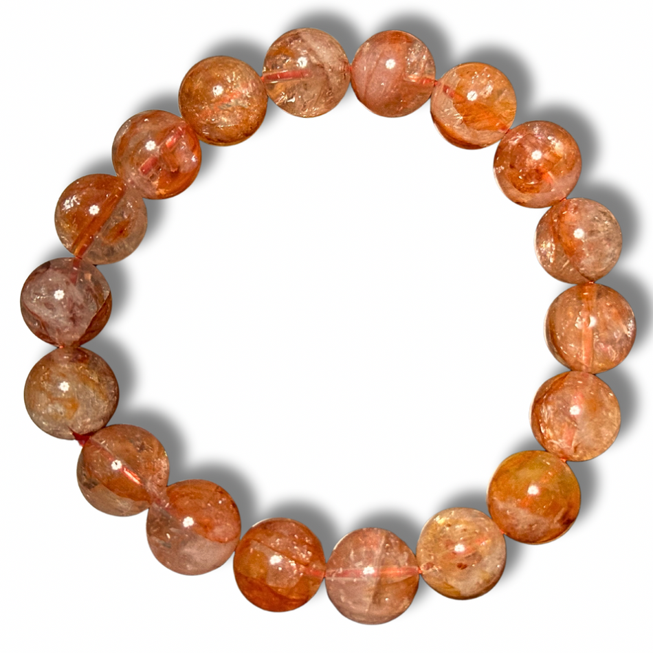 Fire Quartz Crystal Bracelet (with Rainbow Inclusions)