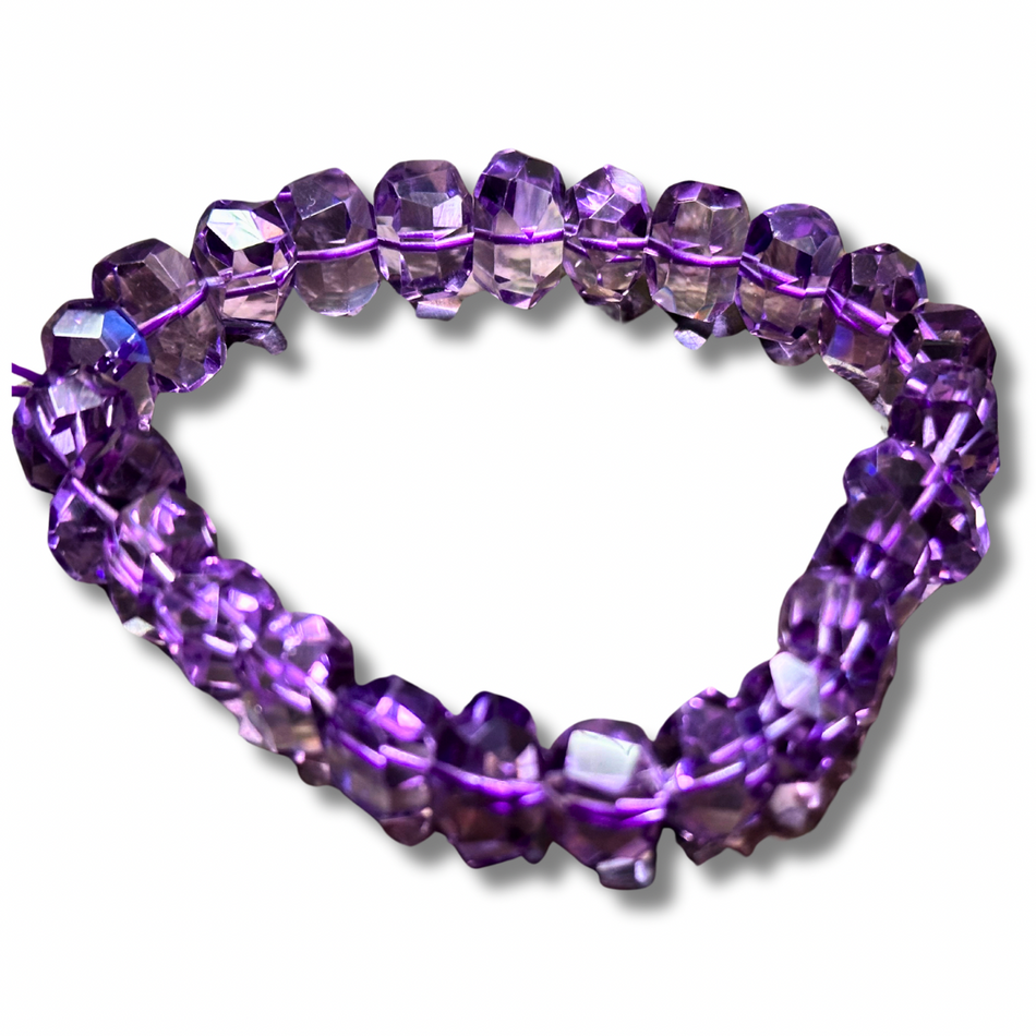 Natural High Quality Amethyst Quartz Abacus Clear Faceted Beads Bracelet