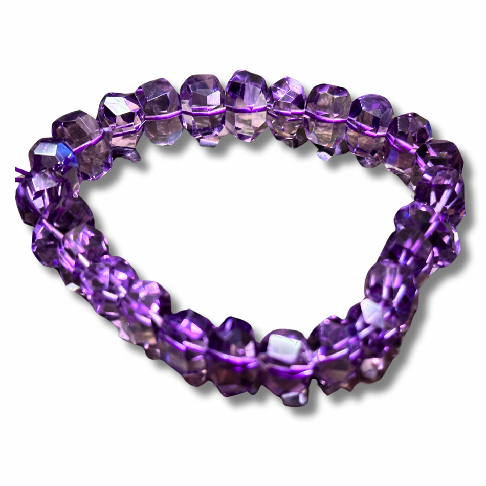 Natural High Quality Amethyst Quartz Abacus Clear Faceted Beads Bracelet