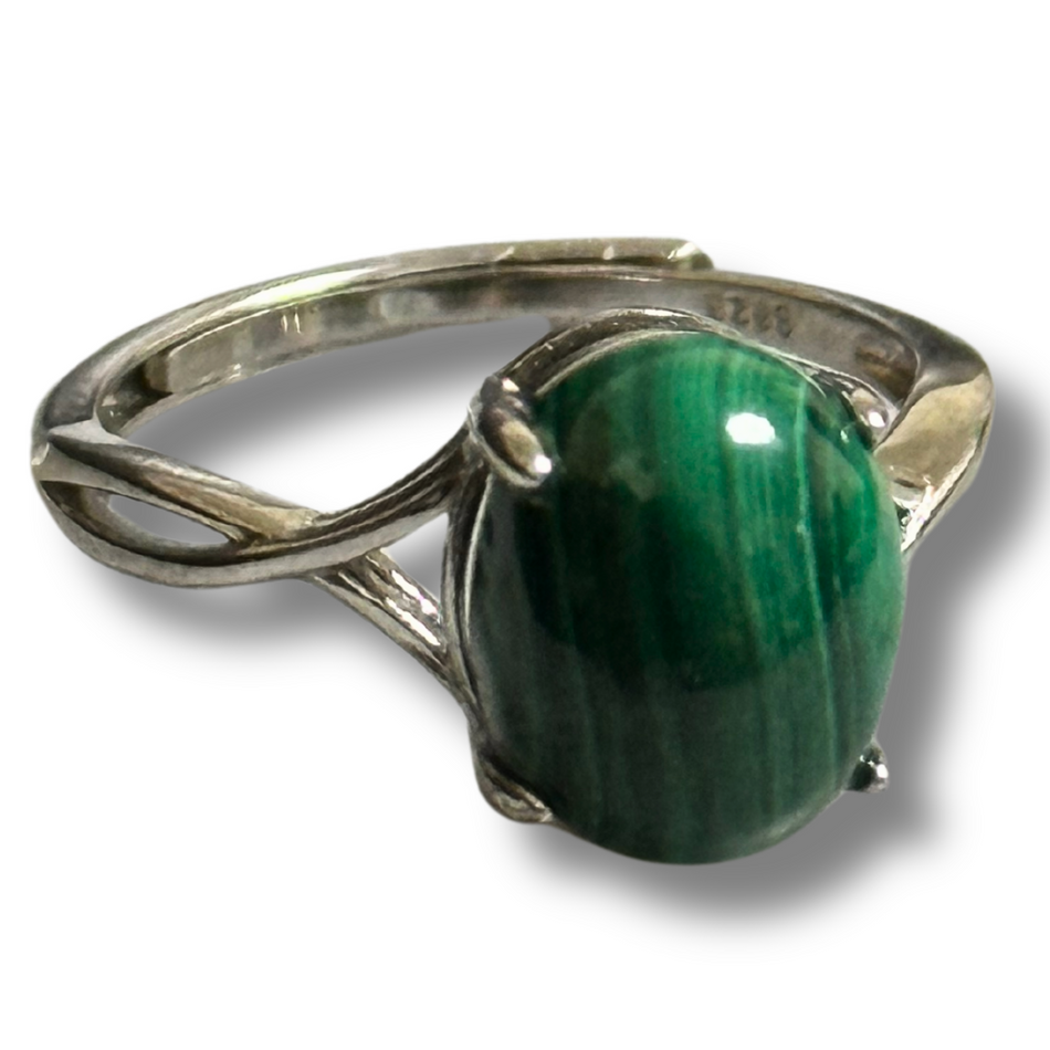 Malachite 925 Silver Adjustable Ring