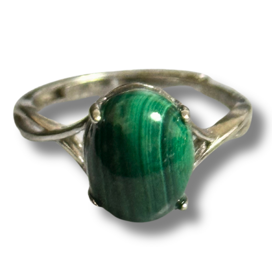 Malachite 925 Silver Adjustable Ring