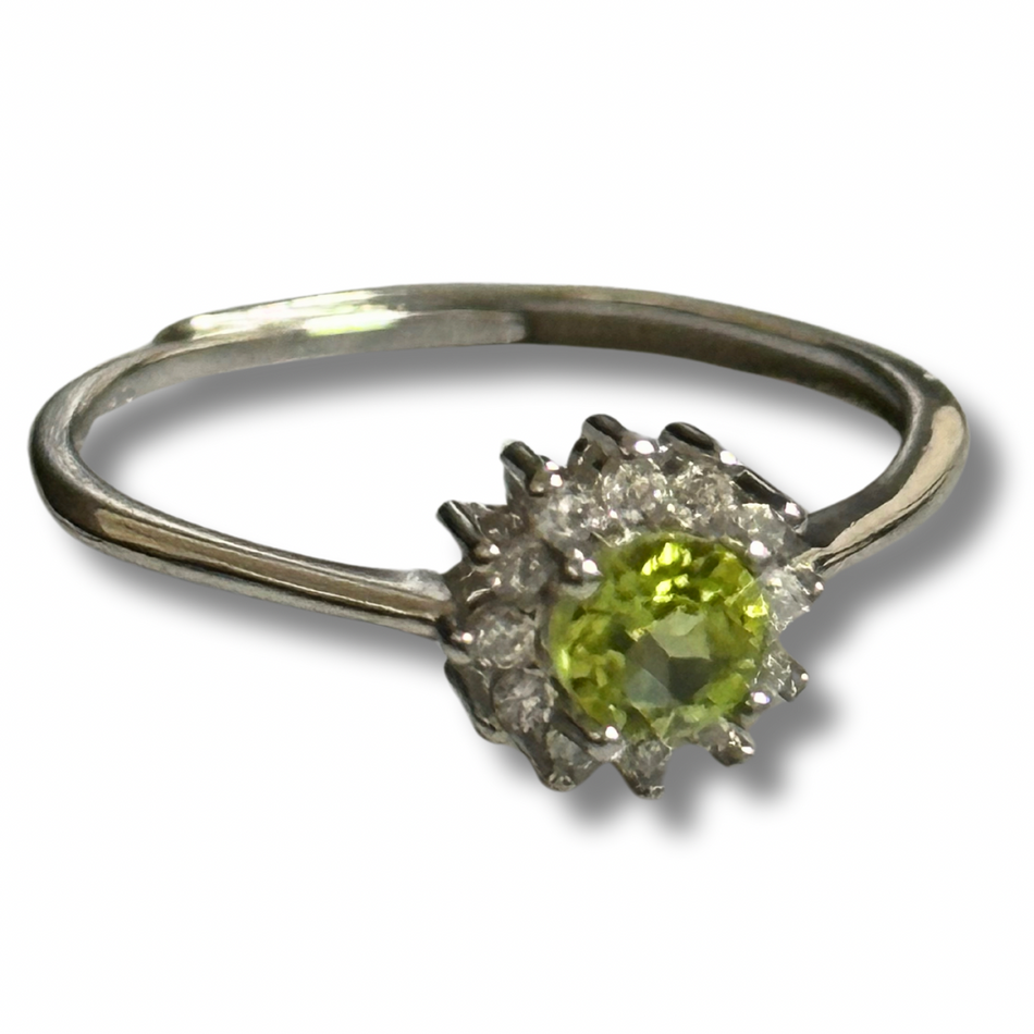 Peridot Crystal 925 Silver Adjustable Ring