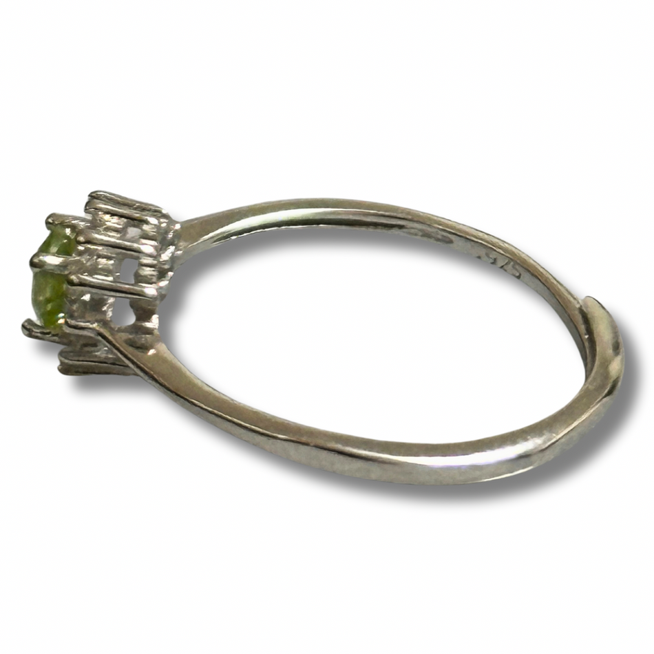 Peridot Crystal 925 Silver Adjustable Ring