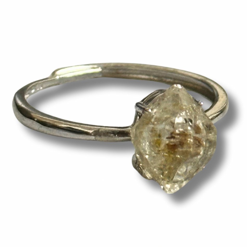 Herkimer Diamond 925 Silver Adjustable Ring