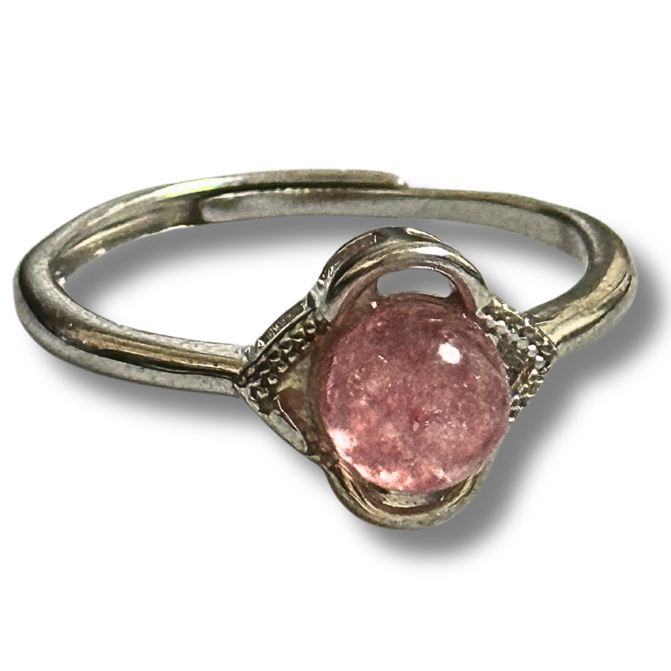 Strawberry Quartz Crystal Adjustable Ring