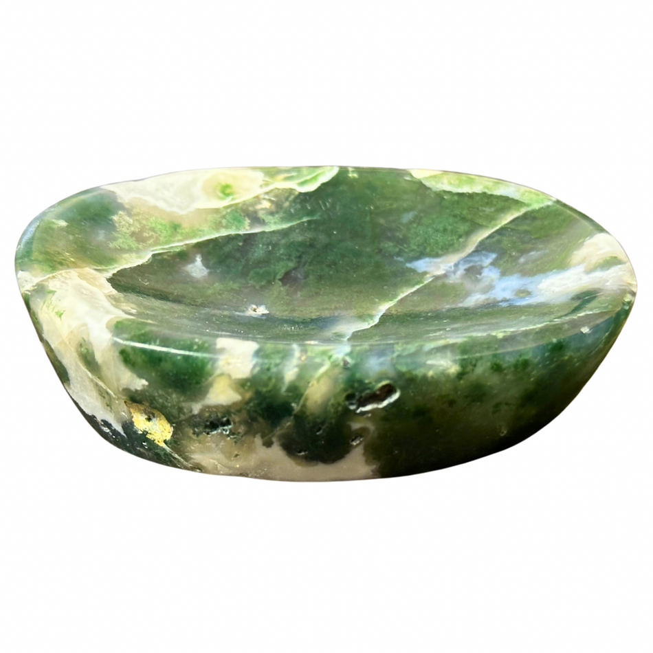 Moss Agate Natural Crystal Bowl