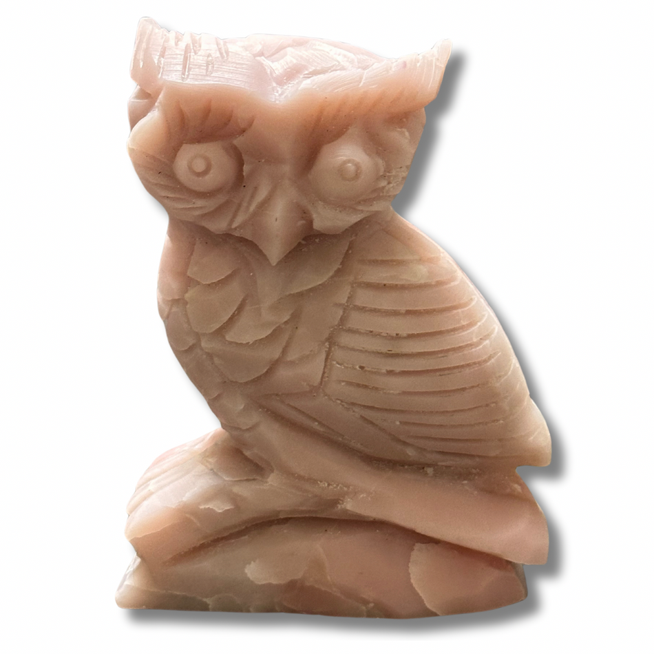 Pink Opal Owl Carving