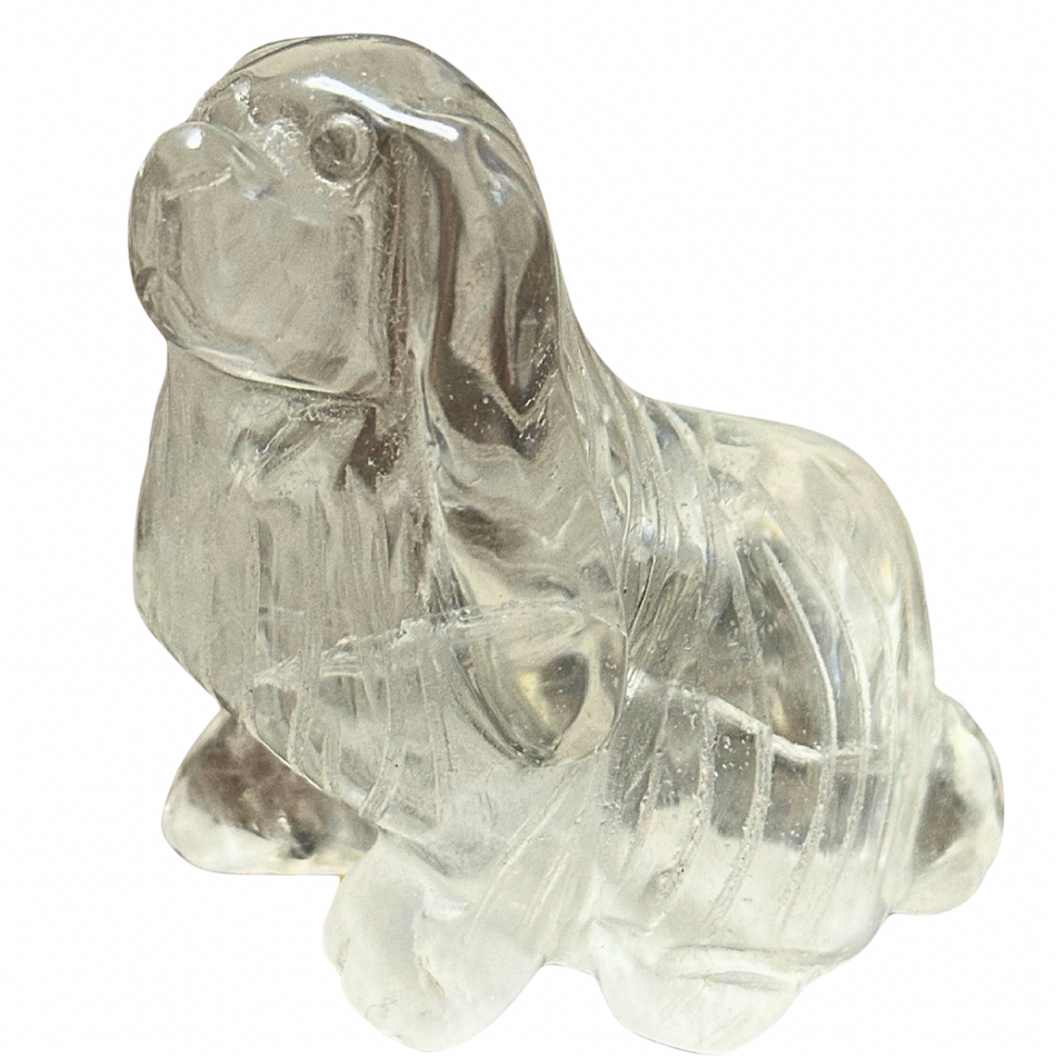 Clear Quartz Dog Crystal Carving