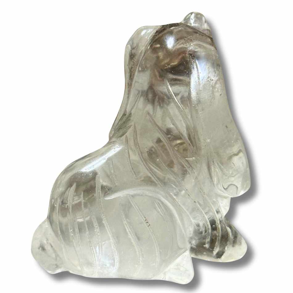 Clear Quartz Dog Crystal Carving